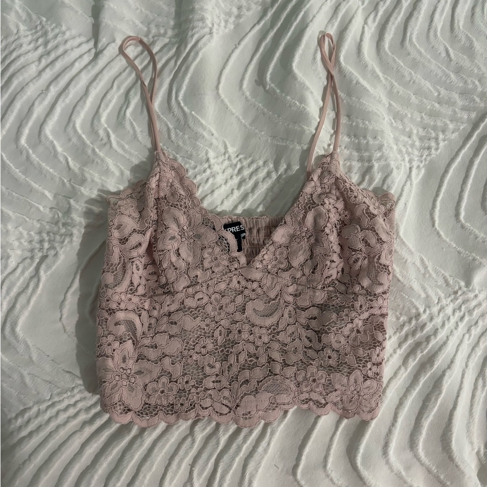 Express Pink Lace Tank Top